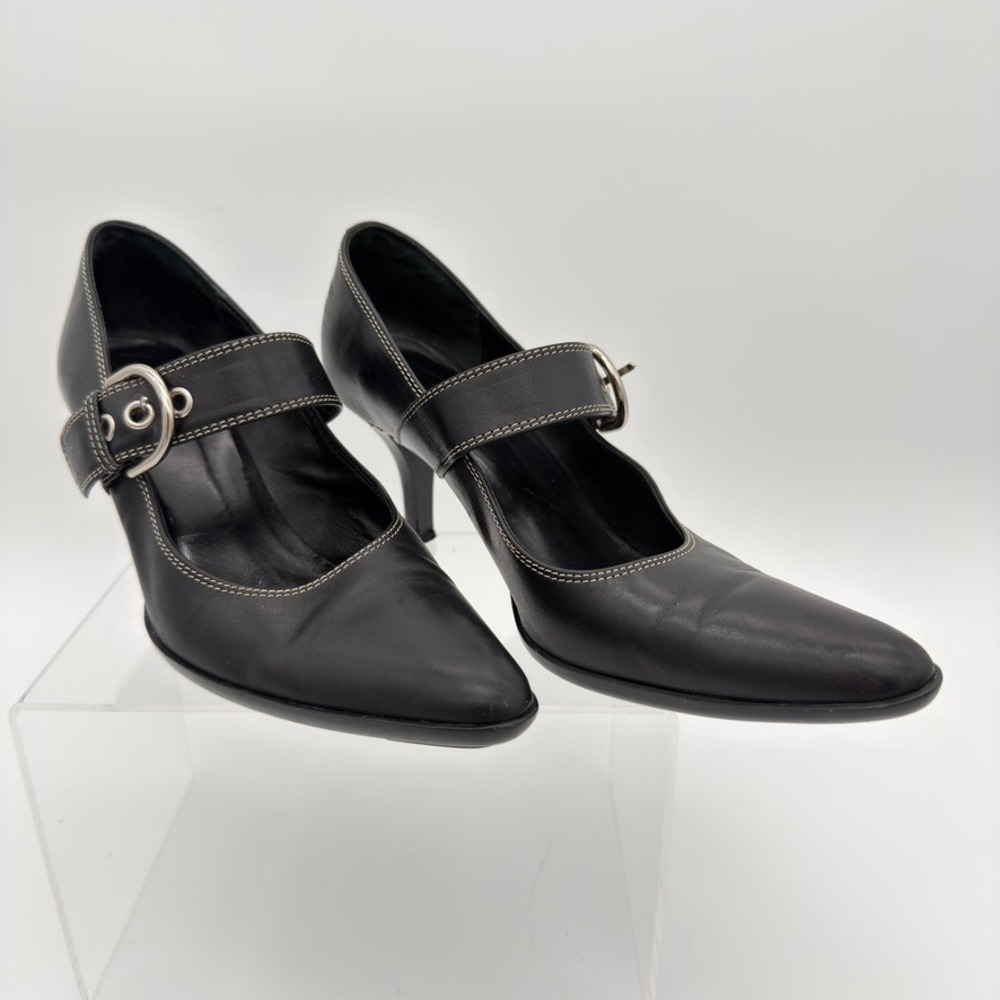 Coach Julienne G Mary Jane Pumps Women 6.5 B Black Leather Made Italy Y2K
